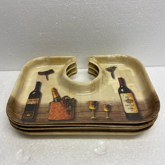 Pomerant Other - Pomeranian Gourmet Appetizer Wine Glass Trays Set 4 Camp Core